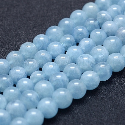 Natürliche Aquamarin Perlen Stränge G-P342-10-6mm-A+-1