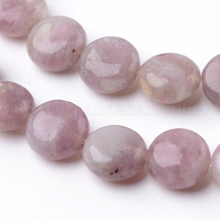 Tinti piatti rotondi rosa naturale perline tormalina fili X-G-K089-A-02-1