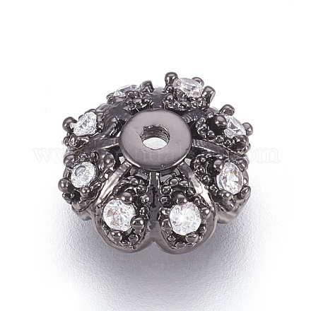 Chapeaux de perles en zircon cubique micro pavé en laiton à pétales multiples X-ZIRC-F088-038B-1