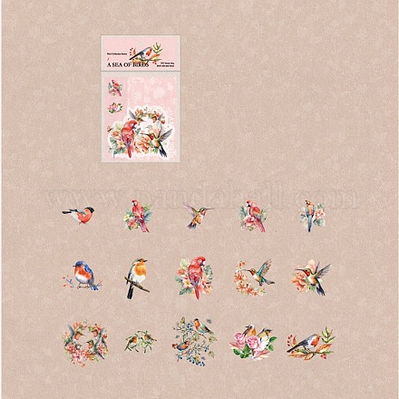 30 Stück Blumen-Vogel-Haustier-wasserdichte selbstklebende Aufkleber PW-WG49419-01-1