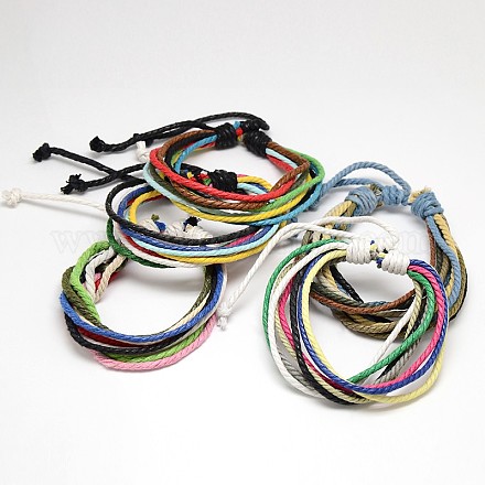 Bracelets de ficelle de jute multibrins colorés de style décontracté unisexe à la mode X-BJEW-L303-01-1