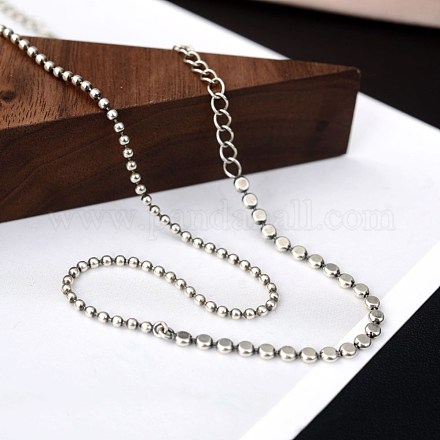 Round & Flat Round Beads Chain Necklace for Men Women NJEW-BB44113-A-1