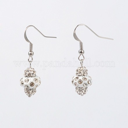 Platinum Plated Brass Dangle Earrings EJEW-J083-A11-1