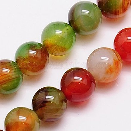 Natural Peacock Agate Beads Strands G-G444-8mm-02-1