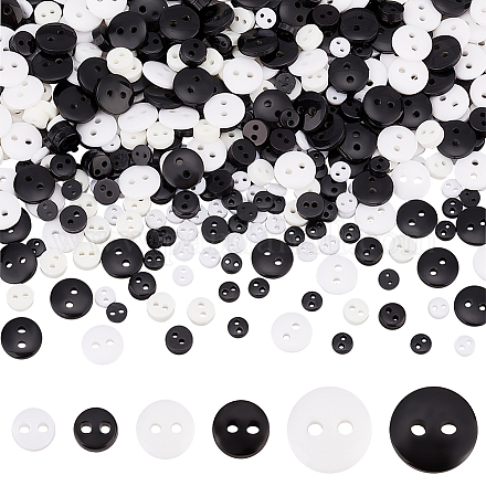 600 pièces 6 styles de petits boutons en nylon et résine BUTT-FG0001-18-1