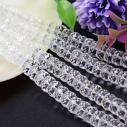 Faceted Flat Round Imitation Austrian Crystal Bead Strands G-M189-8x12mm-01A-1