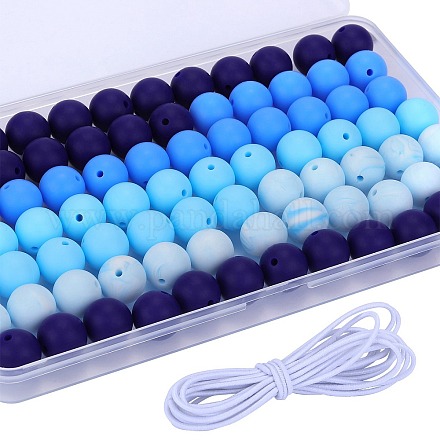 80Pcs 4 Style Round Silicone Focal Beads SIL-SZ0001-22B-1