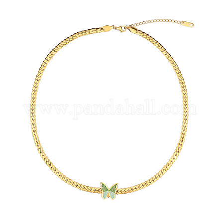 Halskette mit Schmetterlingsanhänger aus Edelstahl und kubanischen Gliederketten GO5113-5-1