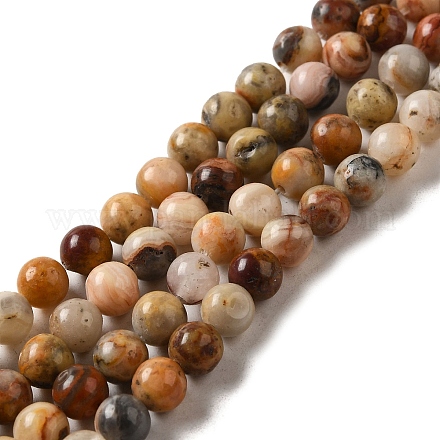 Agate folle naturel chapelets de perles rondes G-M272-03-6mm-1
