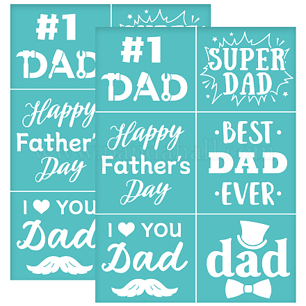 OLYCRAFT 2Pcs Self-Adhesive Silk Screen Printing Stencil Father's Day Theme Silk Screen Stencil Best Dad Reusable Mesh Stencils Transfer for DIY T-Shirt Fabric Painting - 14x19.5cm DIY-WH0337-057-1