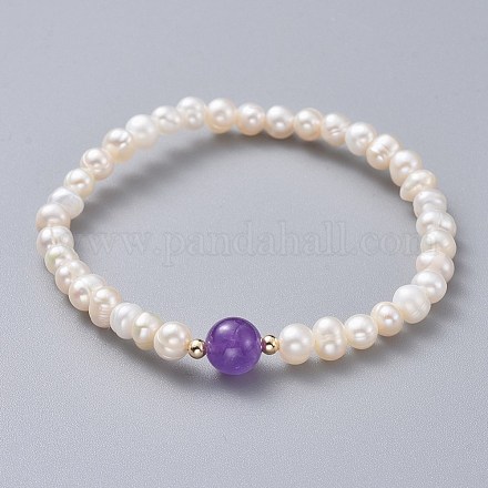 Bracelets en perles d'eau douce naturelles de grade A BJEW-JB04623-03-1