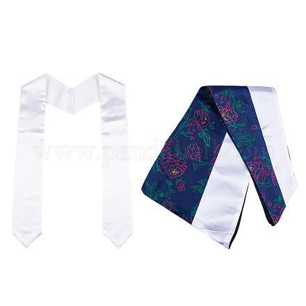 SUPERFINDINGS 178cm Long Graduation Honor Stole 12cm Wide Sublimation Blank Satin Graduation Stole with Classic Academic Dress Collar National Honor Society Stole for Graduation Ceremony AJEW-FH0003-25A-1