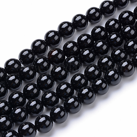 Круглые бусины из натурального черного оникса X-G-T055-8mm-10-1
