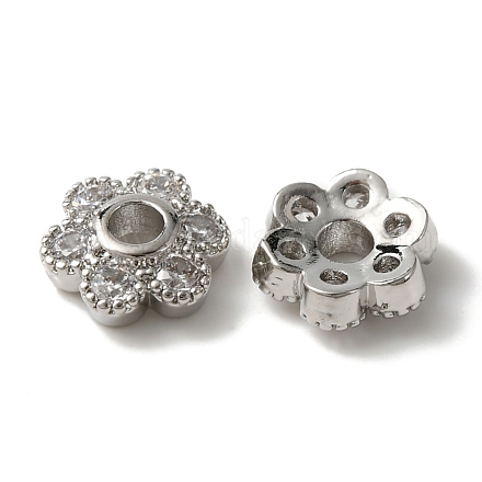 Capuchon de perles de zircone cubique en laiton plaqué en rack KK-C020-12A-P-1