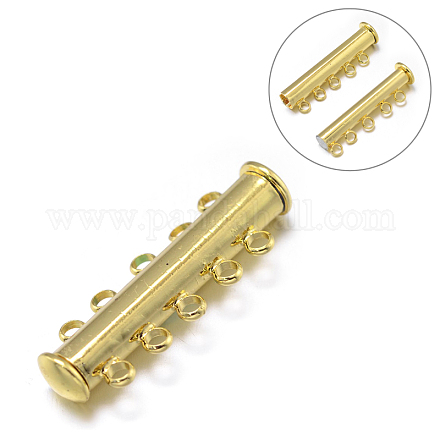 5-Strands 10-Holes Tube Brass Magnetic Slide Lock Clasps KK-D475-G-NF-1