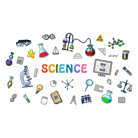 SUPERDANT Science Theme Wall Sticker Experimental Tools Wall Decal and Murals Teaching Tools Laboratory Decor Wall Art Sticker Wall Decoration for Classroom Laboratory DIY-WH0228-697-1