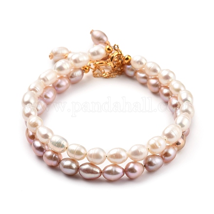 Set di braccialetti di perle d'acqua dolce coltivate naturali BJEW-JB05325-1