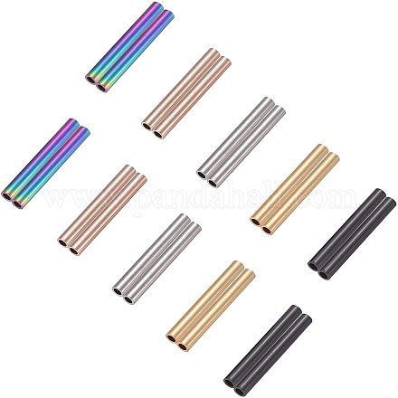UNICRAFTALE 5 Mixed Color Tube Beads 30pcs 25mm Stainless Steel Tube Beads Loose Beads 2mm Hole Colorful Metal Beads for for Jewelry Making Necklaces Bracelets STAS-UN0004-02-1