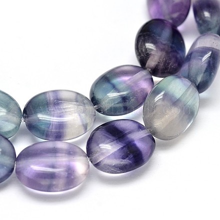 Ovales hebras de perlas naturales fluorita G-O106-03-1