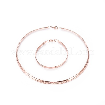 Colliers de choker en 304 acier inoxydable et ensembles de bijoux des bracelets SJEW-L144-A01-RG-1