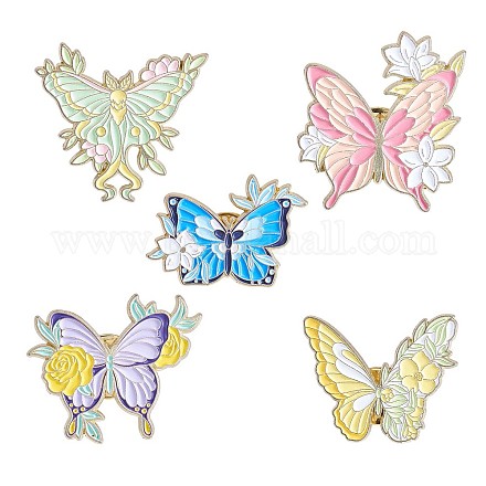 5шт 5 стиля бабочки с цветочными эмалевыми штифтами JBR093A-1