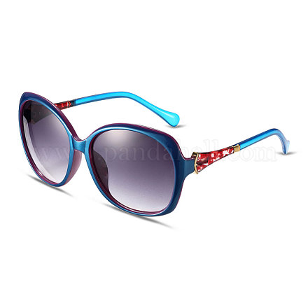 ファッションスタースタイルの女性の夏のサングラス  青いプラスチックフレームとPC空間レンズ  真っ黒な  5.4x14.5cm SG-BB14523-2-1