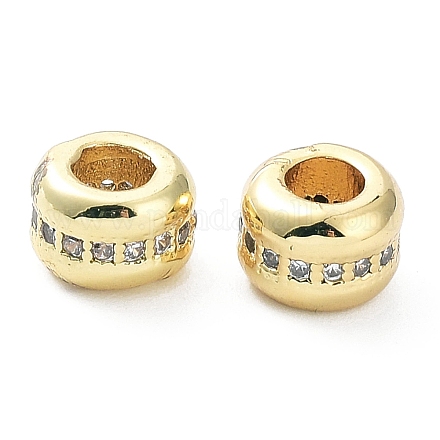 Placcatura a cremagliera in ottone micro pavé di perle di zirconi trasparenti KK-C035-06G-1