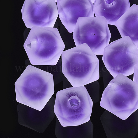 透明なアクリルビーズ  二層ビーズ  ゴムスタイル  片穴ビーズ  キューブ  青紫色  14.5x15.5x15.5mm  半分穴：3.5mm X-TACR-S148-10D-1