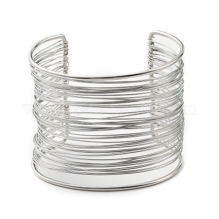 304 Stainless Steel Multi Line Cuff Bangles BJEW-E079-01P-1