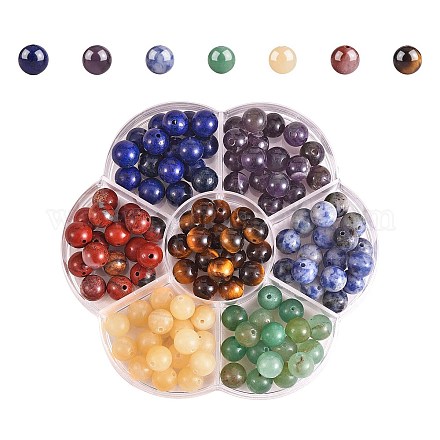 140pcs 7 perles de pierres précieuses naturelles de style G-SZ0002-06-1