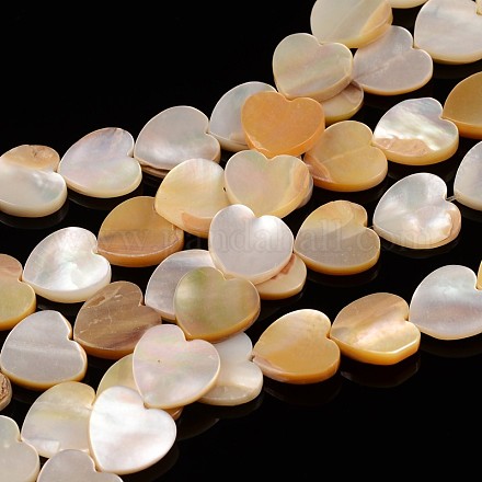 Heart Natural Sea Shell Bead Strands SSHEL-R020-10mm-02-1