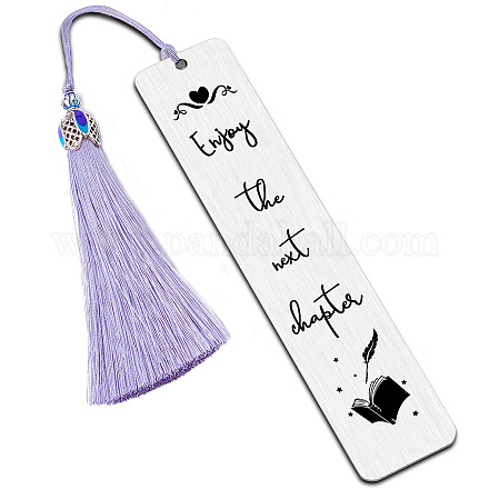 FINGERINSPIRE Inspirational Words Stainless Steel Bookmarks - Enjoy The Next Chapter with Tassel & Gift Box Graduation Gift for High School Elementary College Student Leaving Promotion Book Lover DIY-FG0002-70F-1