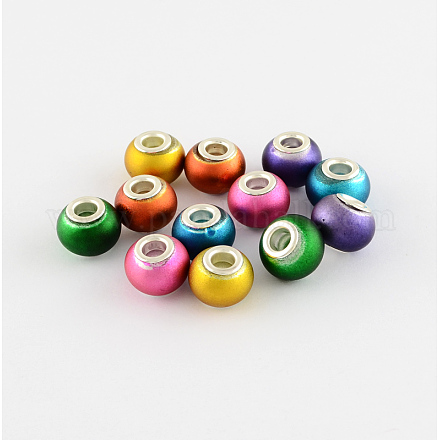 Spray Painted Matte Glass European Beads GPDL-R007-M7-1