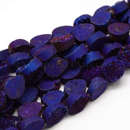 Natural Electroplate Teardrop Druzy Quartz Crystal Beads Strands G-F147-02-1