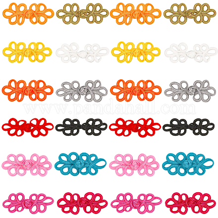 Nbeads 36pairs 9 colors Handmade Chinese Frogs Knots Buttons Sets BUTT-NB0001-46-1