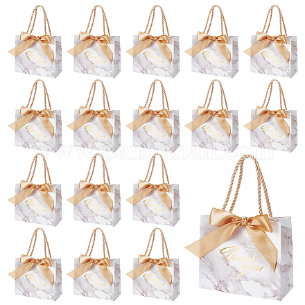 Rectangle Paper Wrapping Handle Bags with Ribbon CARB-WH0001-07B-1