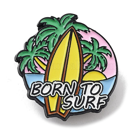 Tavola da surf della serie vacanze estive con spilla smaltata in lega di cocco JEWB-C029-09A-1