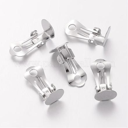 Nickel Free Platinum Color Brass Clip-on Earring Base Blank Settings X-KK-H168-N-NF-1