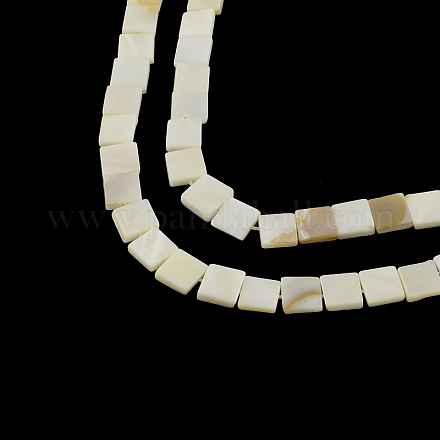 Square Natural Sea Shell Beads Strands SSHEL-F290-13-1