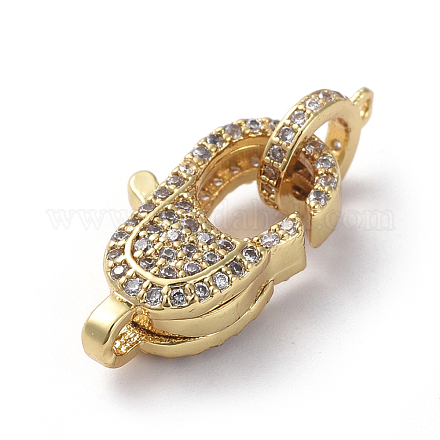 Brass Micro Pave Cubic Zirconia Lobster Claw Clasps ZIRC-G160-24G-1