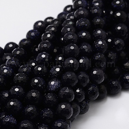 Synthetic Blue Goldstone Beads Strands G-UK0001-08F-10mm-1