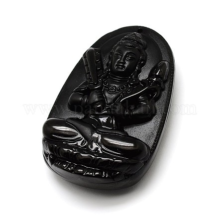 Buddhist Jewelry Natural Obsidian Large Cameo Buddha Pendants G-A133-03A-1
