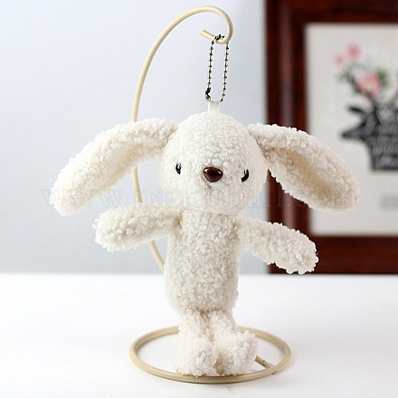 Decorazioni di pendenti di coniglio giocattolo di peluche di simulazione di peluche di cotone pp del fumetto HJEW-K043-04-1