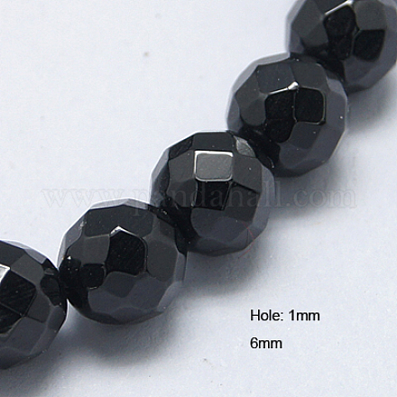 Chapelets de perles en spinelle noir naturel G-G213-6mm-36-1