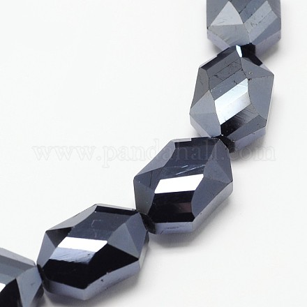 Hexagonaux facettes perles de verre de galvanoplastie brins X-EGLA-F089-D02-1