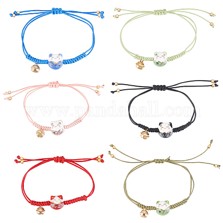 Anattasoul 6 pièces 6 couleurs cloche bracelets à breloques ensemble BJEW-AN0001-74-1