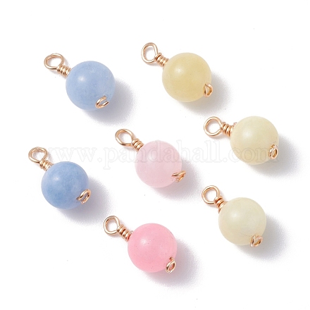 Natural & Dyed White Jade Wire Wrapped Pendants PALLOY-JF01146-1