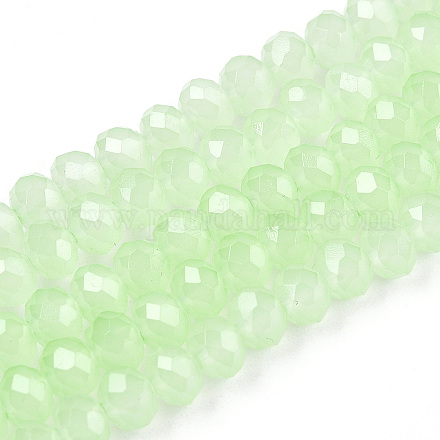 Backlackierte Perlenstränge aus imitiertem Jadeglas DGLA-A034-J6MM-A03-1