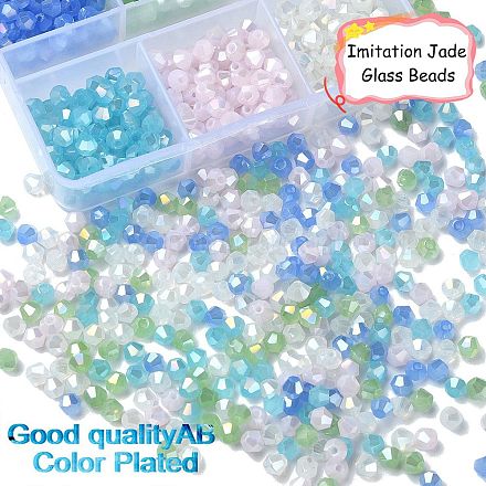 600 Stück 6 Farben imitierte Jade galvanisierte Glasperlenstränge GLAA-YW0003-27-1