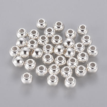 チベット風合金ビーズ  バレル  銀色のメッキ  鉛フリー＆カドミウムフリー  6x5mm  穴：2.5mm K0NTG021-1